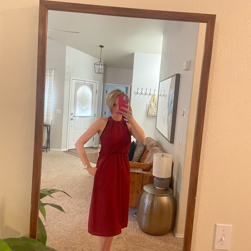 Elegant Red Halter Dress